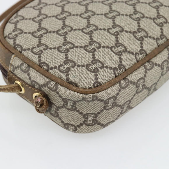 GUCCI GG Plus Supreme Schultertasche PVC Beige Gold Auth ka4394