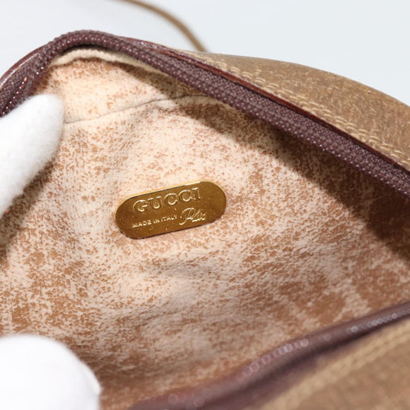 GUCCI GG Plus Supreme Schultertasche PVC Beige Gold Auth ka4394