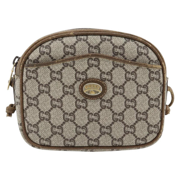 GUCCI GG Plus Supreme Schultertasche PVC Beige Gold Auth ka4394