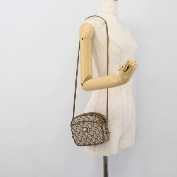 GUCCI GG Plus Supreme Schultertasche PVC Beige Gold Auth ka4394