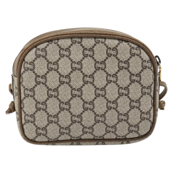 GUCCI GG Plus Supreme Schultertasche PVC Beige Gold Auth ka4394