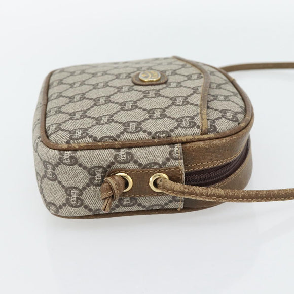 GUCCI GG Plus Supreme Schultertasche PVC Beige Gold Auth ka4394