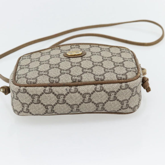 GUCCI GG Plus Supreme Schultertasche PVC Beige Gold Auth ka4394