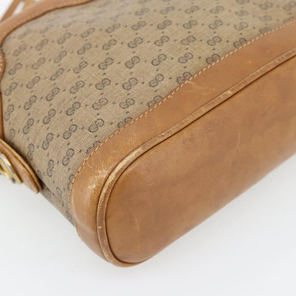 GUCCI Micro GG Supreme Shoulder Bag PVC Beige Gold Auth ka4395