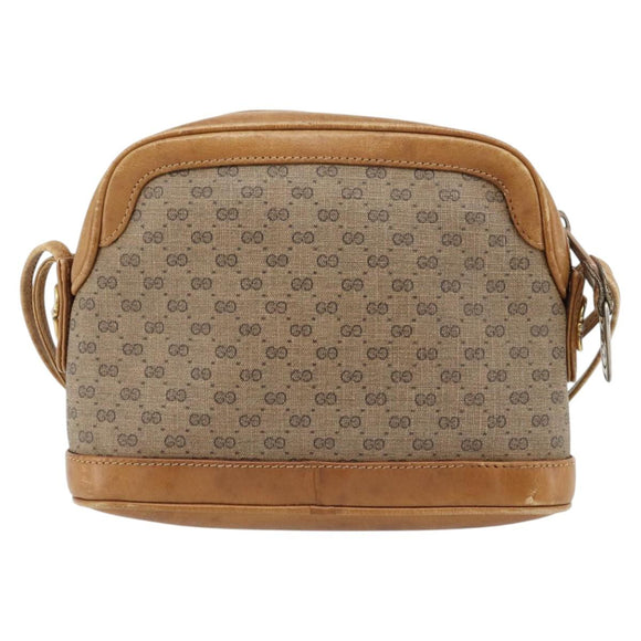 GUCCI Micro GG Supreme Shoulder Bag PVC Beige Gold Auth ka4395