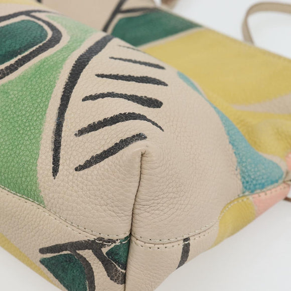 BURBERRY Shoulder Bag Leather Beige Gold Auth ka4396A