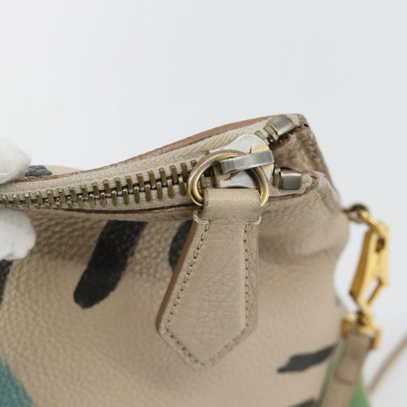 BURBERRY Shoulder Bag Leather Beige Gold Auth ka4396A