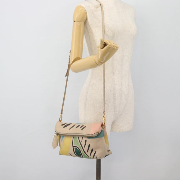BURBERRY Shoulder Bag Leather Beige Gold Auth ka4396A