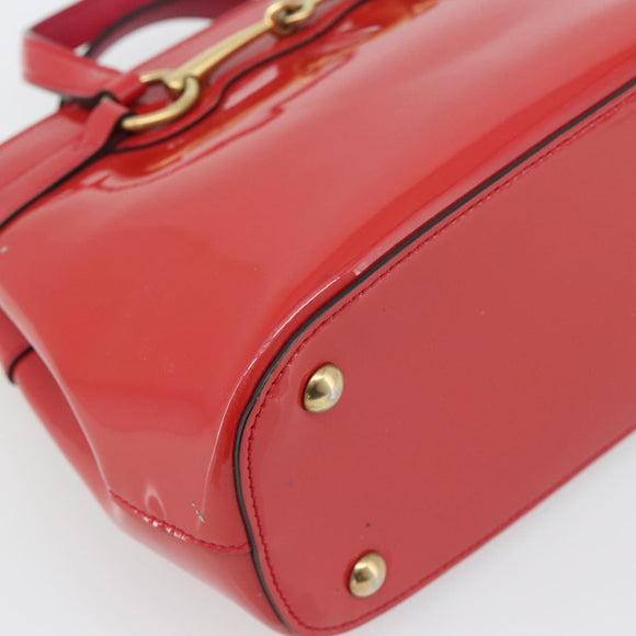 GUCCI Horsebit Handtas Lakleer 2-wegs Roze Goud 371925 Auth ka4397A