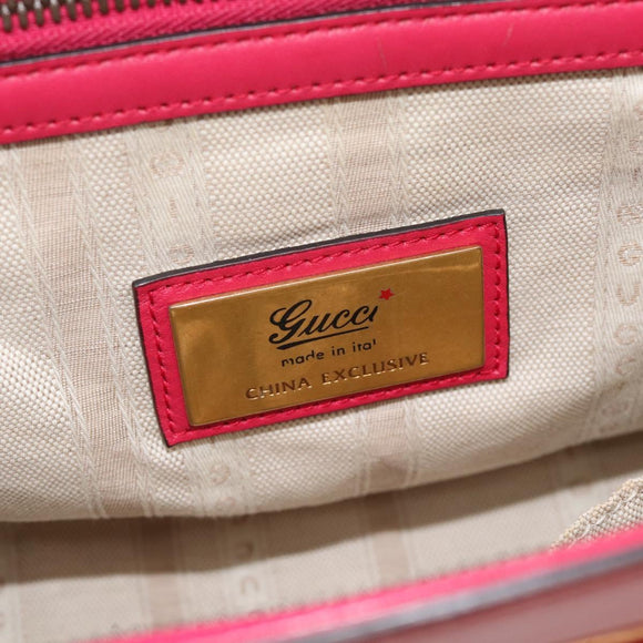 GUCCI Horsebit Handtas Lakleer 2-wegs Roze Goud 371925 Auth ka4397A