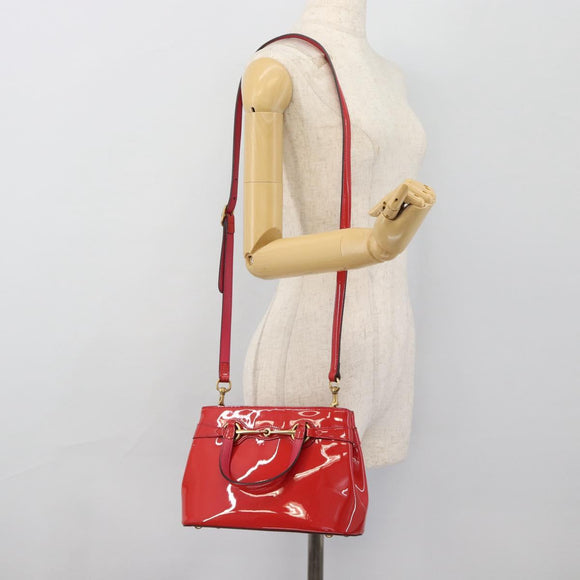 GUCCI Horsebit Handtas Lakleer 2-wegs Roze Goud 371925 Auth ka4397A