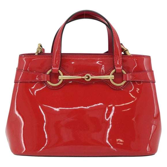 GUCCI Horsebit Handtas Lakleer 2-wegs Roze Goud 371925 Auth ka4397A