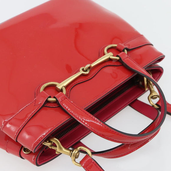 GUCCI Horsebit Handtas Lakleer 2-wegs Roze Goud 371925 Auth ka4397A