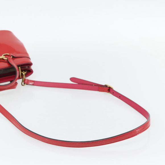 GUCCI Horsebit Handtas Lakleer 2-wegs Roze Goud 371925 Auth ka4397A