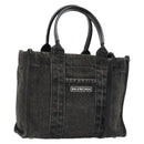 BALENCIAGA Hand Bag Denim 2way Black Silver 671402 Auth ka4398-1