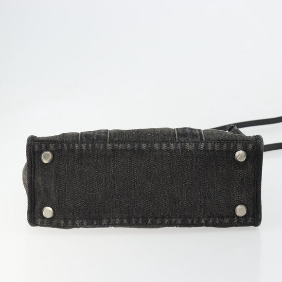 BALENCIAGA Hand Bag Denim 2way Black Silver 671402 Auth ka4398