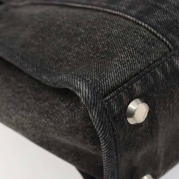 BALENCIAGA Hand Bag Denim 2way Black Silver 671402 Auth ka4398