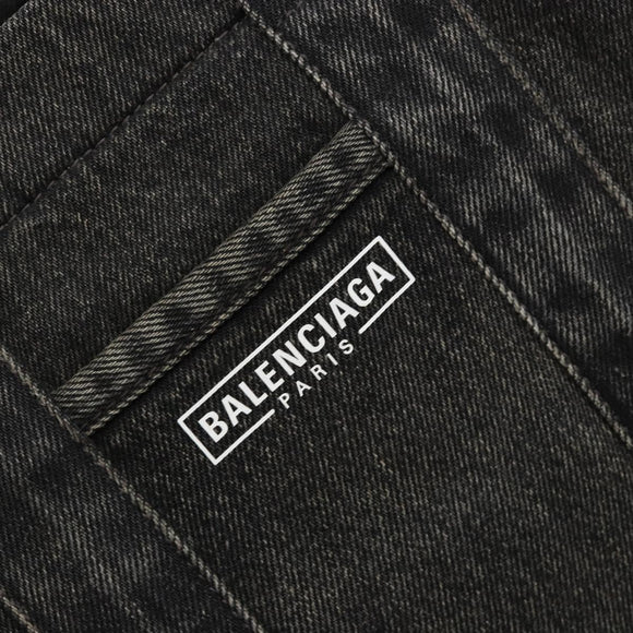 BALENCIAGA Hand Bag Denim 2way Black Silver 671402 Auth ka4398