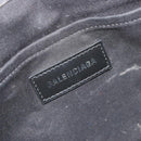 BALENCIAGA Hand Bag Denim 2way Black Silver 671402 Auth ka4398-20