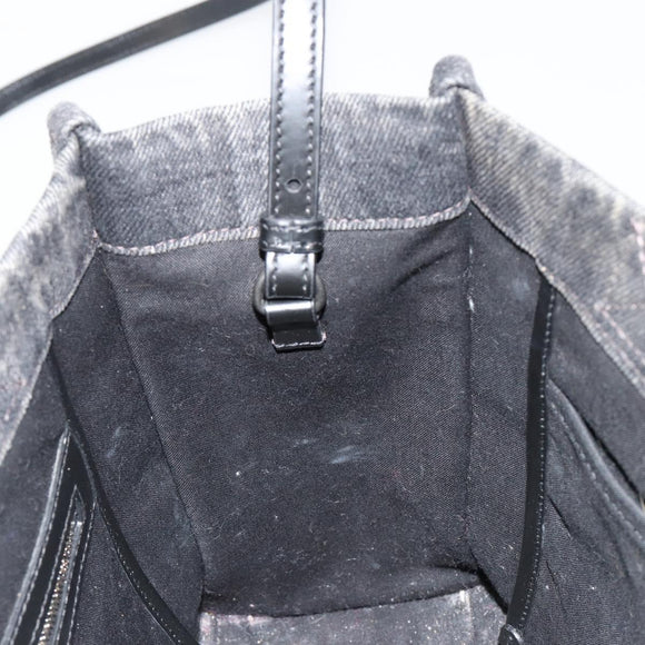 BALENCIAGA Hand Bag Denim 2way Black Silver 671402 Auth ka4398