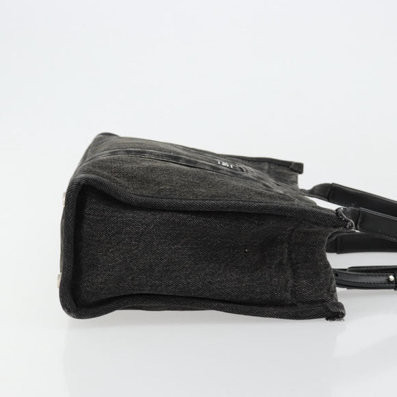 BALENCIAGA Hand Bag Denim 2way Black Silver 671402 Auth ka4398