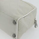 CHANEL Hand Bag Canvas Leather Gray Silver CC Auth ka4399A-15