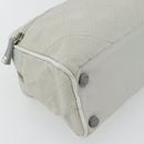 CHANEL Hand Bag Canvas Leather Gray Silver CC Auth ka4399A-16