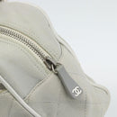 CHANEL Hand Bag Canvas Leather Gray Silver CC Auth ka4399A-10