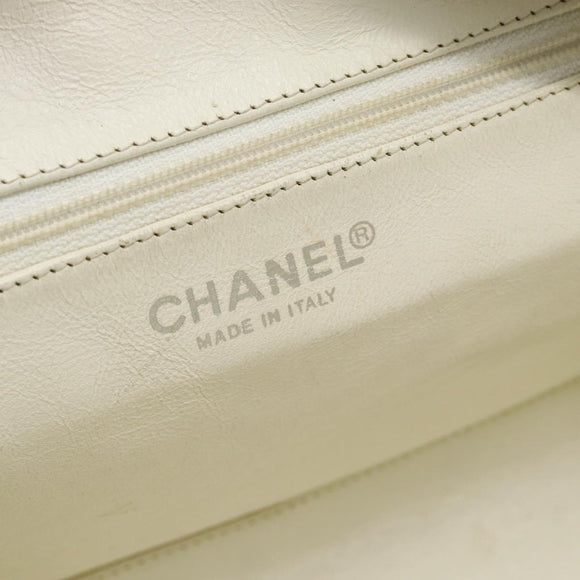 CHANEL Hand Bag Canvas Leather Gray Silver CC Auth ka4399A