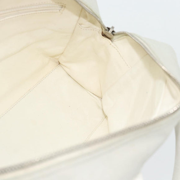 CHANEL Hand Bag Canvas Leather Gray Silver CC Auth ka4399A