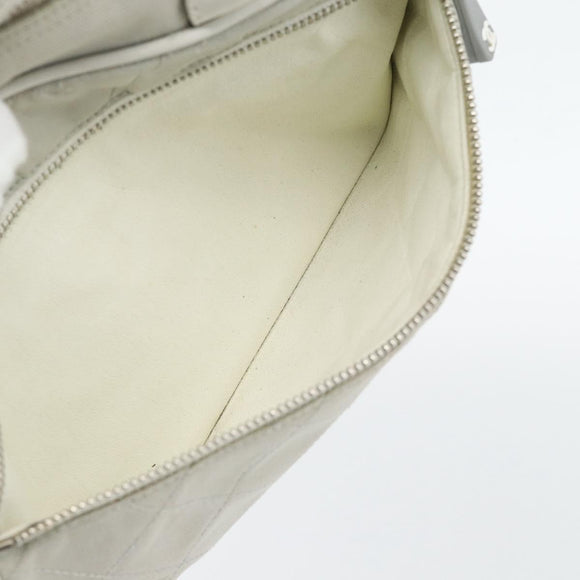 CHANEL Hand Bag Canvas Leather Gray Silver CC Auth ka4399A