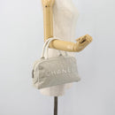 CHANEL Hand Bag Canvas Leather Gray Silver CC Auth ka4399A-23
