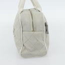 CHANEL Hand Bag Canvas Leather Gray Silver CC Auth ka4399A-4