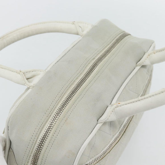 CHANEL Hand Bag Canvas Leather Gray Silver CC Auth ka4399A