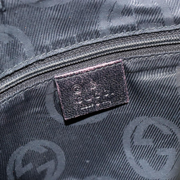 GUCCI GG Canvas Guccissima Shoulder Bag Leather Black Silver 257282 Auth ka4401