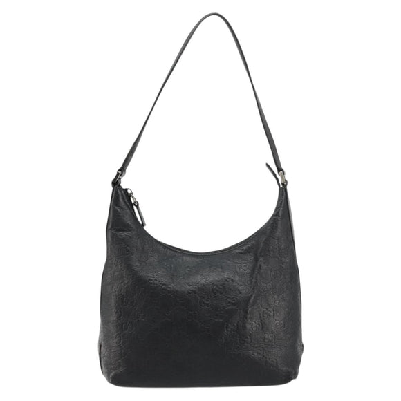 GUCCI GG Canvas Guccissima Shoulder Bag Leather Black Silver 257282 Auth ka4401