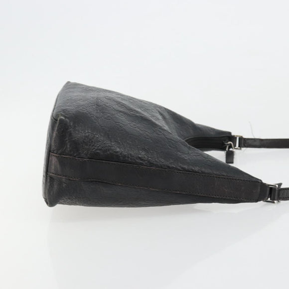 GUCCI GG Canvas Guccissima Shoulder Bag Leather Black Silver 257282 Auth ka4401