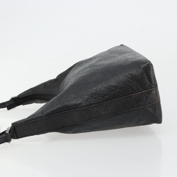 GUCCI GG Canvas Guccissima Shoulder Bag Leather Black Silver 257282 Auth ka4401