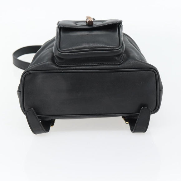 GUCCI Bamboo Rucksack Leder Schwarz Gold 003 2034 0030 Auth ka4402