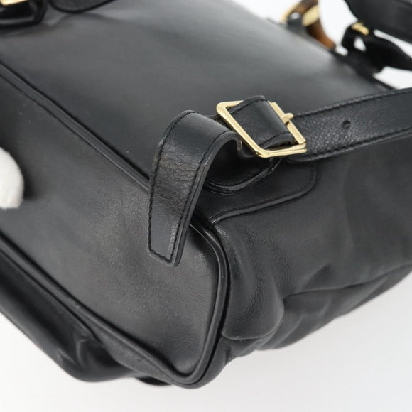 GUCCI Bamboo Rucksack Leder Schwarz Gold 003 2034 0030 Auth ka4402