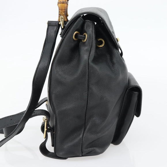 GUCCI Bamboo Rucksack Leder Schwarz Gold 003 2034 0030 Auth ka4402