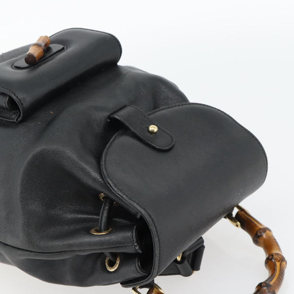 GUCCI Bamboo Rucksack Leder Schwarz Gold 003 2034 0030 Auth ka4402