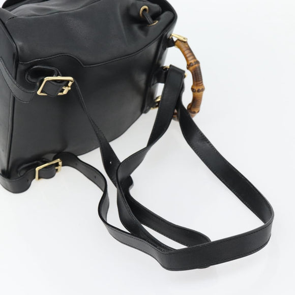 GUCCI Bamboo Rucksack Leder Schwarz Gold 003 2034 0030 Auth ka4402