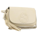 GUCCI Chain Soho Shoulder Bag Leather Outlet White Gold 536224 Auth ka4403A-1