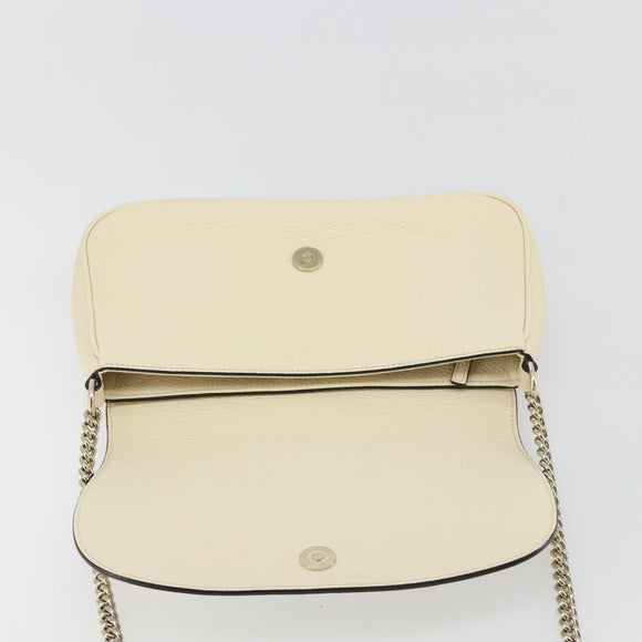 GUCCI Chain Soho Shoulder Bag Leather Outlet White Gold 536224 Auth ka4403A