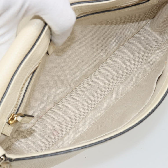 GUCCI Chain Soho Shoulder Bag Leather Outlet White Gold 536224 Auth ka4403A