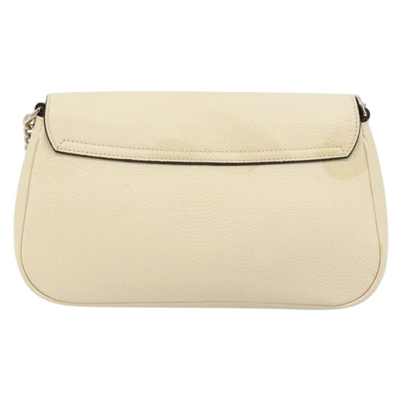 GUCCI Chain Soho Shoulder Bag Leather Outlet White Gold 536224 Auth ka4403A