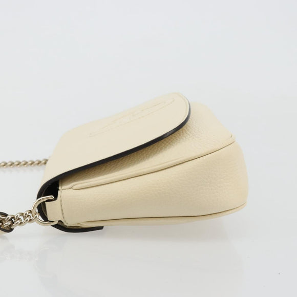 GUCCI Chain Soho Shoulder Bag Leather Outlet White Gold 536224 Auth ka4403A