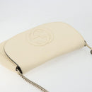GUCCI Chain Soho Shoulder Bag Leather Outlet White Gold 536224 Auth ka4403A-7