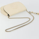 GUCCI Chain Soho Shoulder Bag Leather Outlet White Gold 536224 Auth ka4403A-8